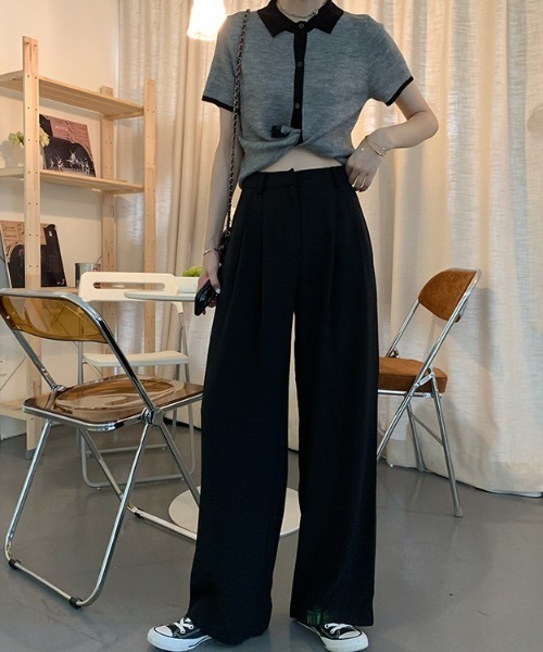 KOR(ケーオーアール)の「ウエストタック ワイドパンツ(その他パンツ・レディース・ホワイト/ブラック/パープル/グリーン・S/M/L)」の14枚目の写真