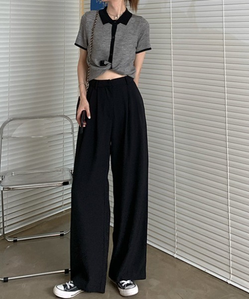 KOR(ケーオーアール)の「ウエストタック ワイドパンツ(その他パンツ・レディース・ホワイト/ブラック/パープル/グリーン・S/M/L)」の15枚目の写真