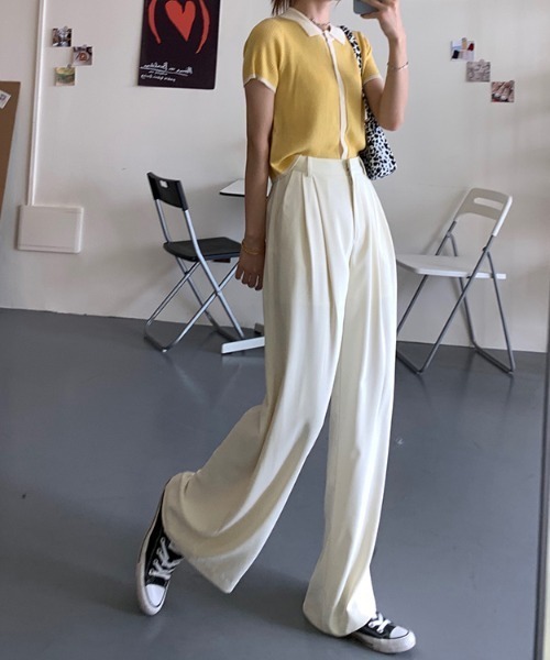 KOR(ケーオーアール)の「ウエストタック ワイドパンツ(その他パンツ・レディース・ホワイト/ブラック/パープル/グリーン・S/M/L)」の11枚目の写真