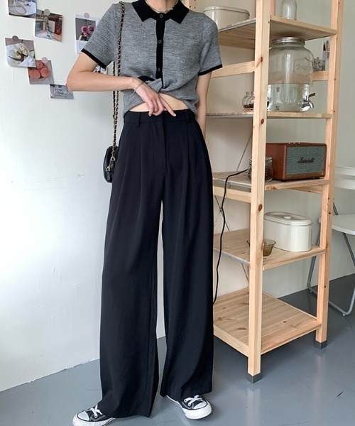 KOR(ケーオーアール)の「ウエストタック ワイドパンツ(その他パンツ・レディース・ホワイト/ブラック/パープル/グリーン・S/M/L)」の21枚目の写真