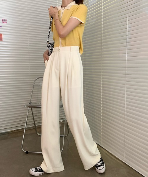 KOR(ケーオーアール)の「ウエストタック ワイドパンツ(その他パンツ・レディース・ホワイト/ブラック/パープル/グリーン・S/M/L)」の8枚目の写真