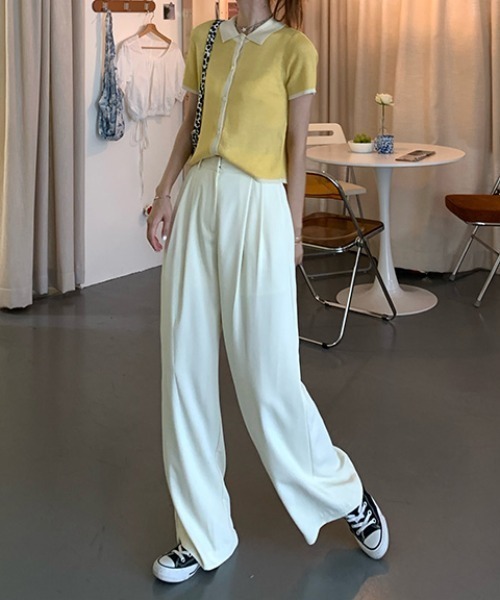 KOR(ケーオーアール)の「ウエストタック ワイドパンツ(その他パンツ・レディース・ホワイト/ブラック/パープル/グリーン・S/M/L)」の6枚目の写真