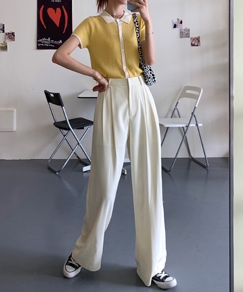 KOR(ケーオーアール)の「ウエストタック ワイドパンツ(その他パンツ・レディース・ホワイト/ブラック/パープル/グリーン・S/M/L)」の10枚目の写真