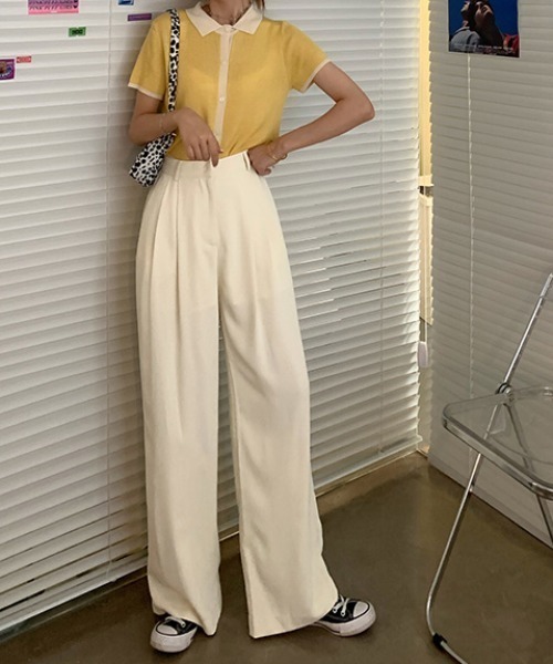 KOR(ケーオーアール)の「ウエストタック ワイドパンツ(その他パンツ・レディース・ホワイト/ブラック/パープル/グリーン・S/M/L)」の9枚目の写真