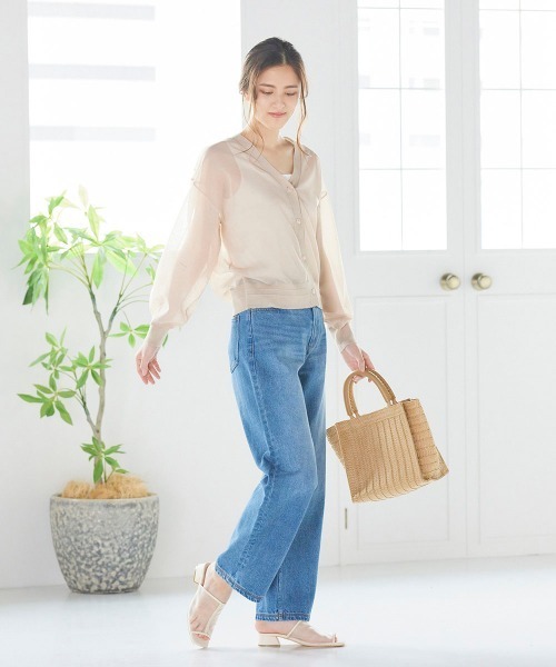 LIPSTAR（リップスター）の「シアーVネック袖ボリュームニットカーデ（カーディガン/ボレロ・レディース・ブラック/ベージュ/イエロー・M）」の7枚目の写真