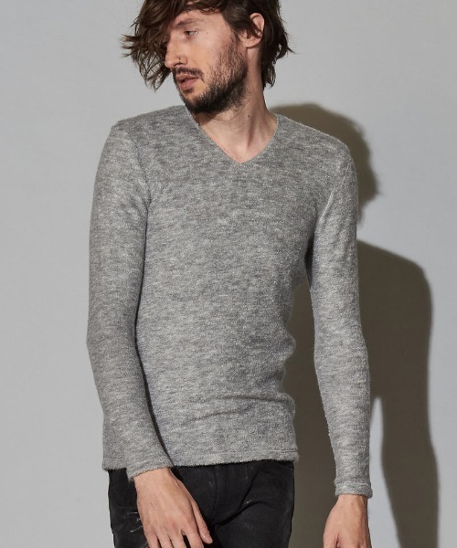 NO ID.(ノーアイディ)の「mlt3459-ビキューレラムパイルV/Nプルオーバー(Tシャツ/カットソー・メンズ・アイボリー/ネイビー/ライトグレー/ダークグレー/ブラック/ワイン・1/2)」の4枚目の写真