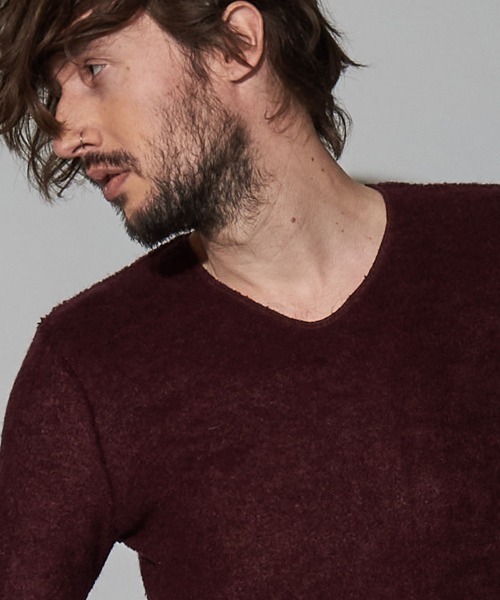 NO ID.(ノーアイディ)の「mlt3459-ビキューレラムパイルV/Nプルオーバー(Tシャツ/カットソー・メンズ・アイボリー/ネイビー/ライトグレー/ダークグレー/ブラック/ワイン・1/2)」の14枚目の写真
