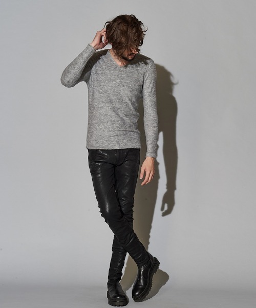 NO ID.(ノーアイディ)の「mlt3459-ビキューレラムパイルV/Nプルオーバー(Tシャツ/カットソー・メンズ・アイボリー/ネイビー/ライトグレー/ダークグレー/ブラック/ワイン・1/2)」の20枚目の写真
