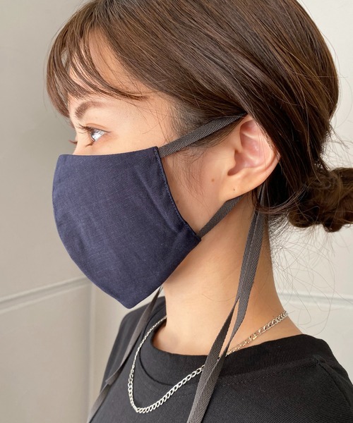 CAPRICIEUX LE'MAGE（カプリシューレマージュ）の「うるおいリボンマスク（マスク・レディース・ホワイト/ベージュ/ネイビー/グレイッシュベージュ・FREE）」の12枚目の写真