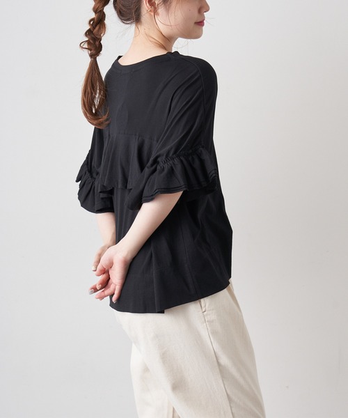 PUAL CE CIN（ピュアルセシン）の「オーガニック天竺フリルTシャツ（Tシャツ/カットソー・レディース・ブラック/ブラウン/オフホワイト・FREE）」の21枚目の写真