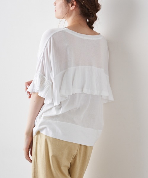 PUAL CE CIN（ピュアルセシン）の「オーガニック天竺フリルTシャツ（Tシャツ/カットソー・レディース・ブラック/ブラウン/オフホワイト・FREE）」の19枚目の写真