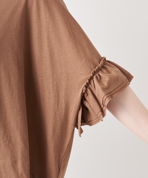 PUAL CE CIN（ピュアルセシン）の「オーガニック天竺フリルTシャツ（Tシャツ/カットソー・レディース・ブラック/ブラウン/オフホワイト・FREE）」の10枚目の写真