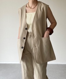 y/m by misato | リネンライクノースリジレ(ノーカラージャケット)