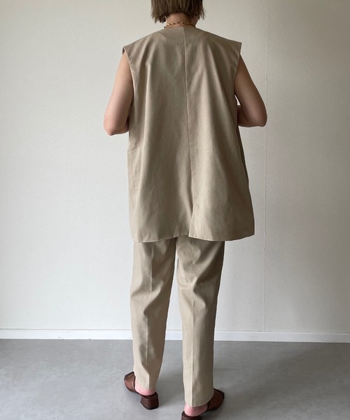 y/m by misato（イムバイミサト）の「リネンライクノースリジレ（ノーカラージャケット・レディース・ベージュ/アイボリー・FREE）」の17枚目の写真