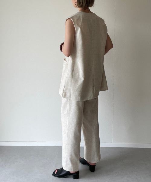 y/m by misato（イムバイミサト）の「リネンライクノースリジレ（ノーカラージャケット・レディース・ベージュ/アイボリー・FREE）」の21枚目の写真