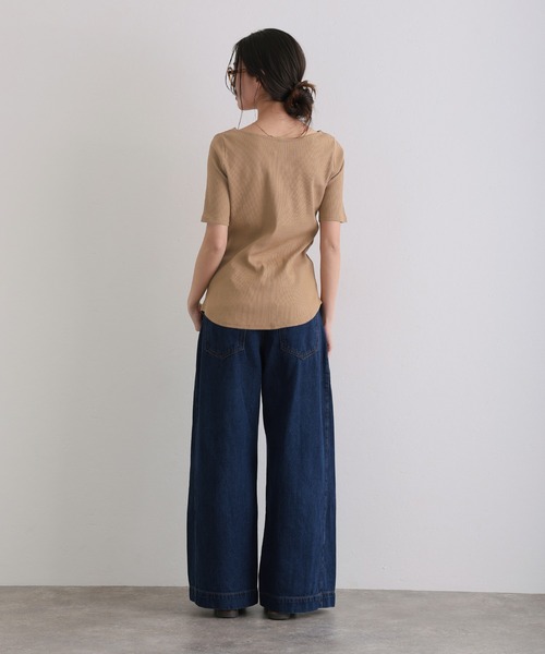 ElegChic(エレグシック)の「ボートネックコットンリブTシャツ(Tシャツ/カットソー・レディース・ブラック/ベージュ/オフホワイト・4L/L/XL/XXL/M)」の14枚目の写真