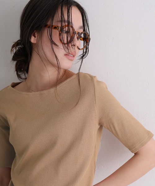 ElegChic(エレグシック)の「ボートネックコットンリブTシャツ(Tシャツ/カットソー・レディース・ブラック/ベージュ/オフホワイト・4L/L/XL/XXL/M)」の15枚目の写真