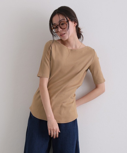ElegChic(エレグシック)の「ボートネックコットンリブTシャツ(Tシャツ/カットソー・レディース・ブラック/ベージュ/オフホワイト・4L/L/XL/XXL/M)」の16枚目の写真