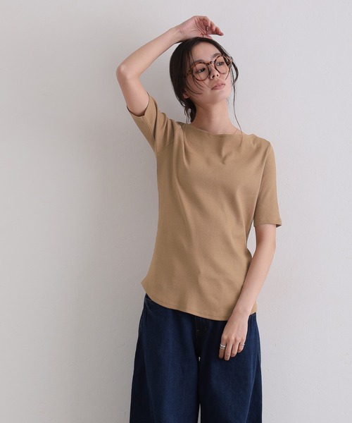 ElegChic(エレグシック)の「ボートネックコットンリブTシャツ(Tシャツ/カットソー・レディース・ブラック/ベージュ/オフホワイト・4L/L/XL/XXL/M)」の18枚目の写真