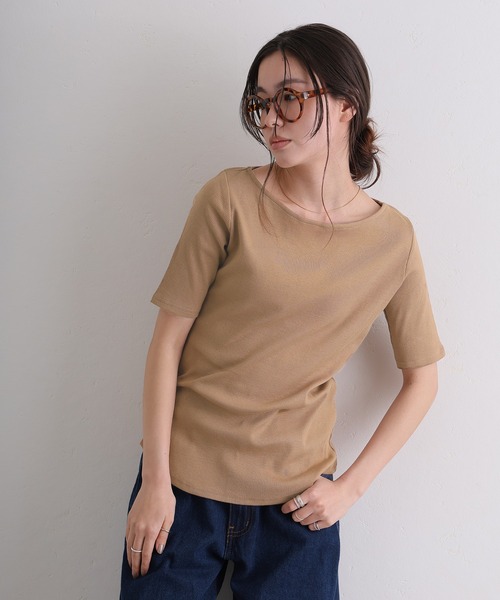 ElegChic(エレグシック)の「ボートネックコットンリブTシャツ(Tシャツ/カットソー・レディース・ブラック/ベージュ/オフホワイト・4L/L/XL/XXL/M)」の22枚目の写真