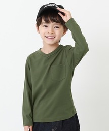 devirock（デビロック）の「Vネック無地長袖Tシャツ（Tシャツ/カットソー・キッズ）」