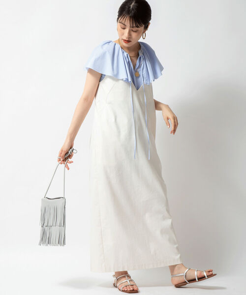 NOLLEY’S Sophi（ノーリーズソフィ）の「◇【WEB限定カラーあり】リネン混ジャンパースカート（ワンピース・レディース・ベージュ/オリーブ/キナリ・2/1）」の2枚目の写真