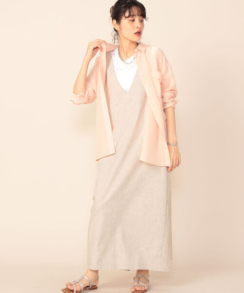 NOLLEY’S Sophi（ノーリーズソフィ）の「◇【WEB限定カラーあり】リネン混ジャンパースカート（ワンピース・レディース・ベージュ/オリーブ/キナリ・2/1）」の14枚目の写真