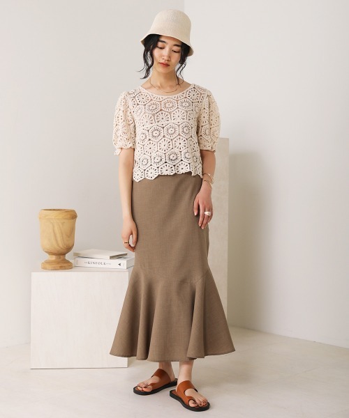 Bab（バブ）の「【WEB限定】アシメ切替マーメイドスカート（スカート・レディース・ブラック/ベージュ/ブラウン・38）」の4枚目の写真