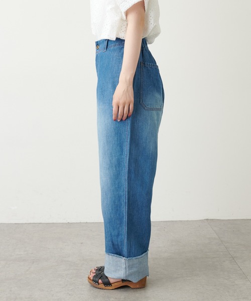 PUal cecin綿麻デニムパンツ PUAL CE CIN（ピュアルセシン）の「綿麻／コットンリネン デニム