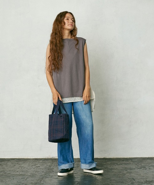 PUAL CE CIN(ピュアルセシン)の「綿麻/コットンリネン デニムロールアップパンツ(デニムパンツ・レディース・インディゴブルー/ブルー・FREE)」の3枚目の写真