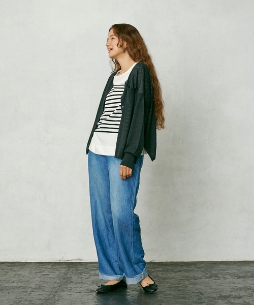 PUAL CE CIN(ピュアルセシン)の「綿麻/コットンリネン デニムロールアップパンツ(デニムパンツ・レディース・インディゴブルー/ブルー・FREE)」の8枚目の写真