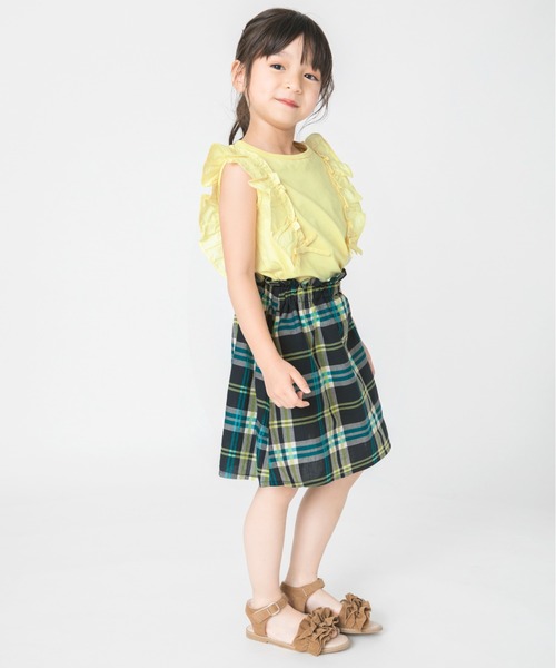 BRANSHES(ブランシェス)の「【プチプラ】チェック柄スカート(スカート・キッズ・グリーン/ベージュ・S/L/M/XL)」の3枚目の写真