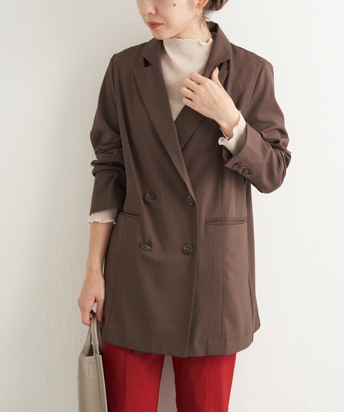 LAVEANGE（ラビアンジェ）の「ダブルブレストテーラードジャケット（テーラードジャケット・レディース・ブラック/ネイビー/ブラウン/オレンジ/ベージュ・LL/3L/4L/M/L）」の2枚目の写真