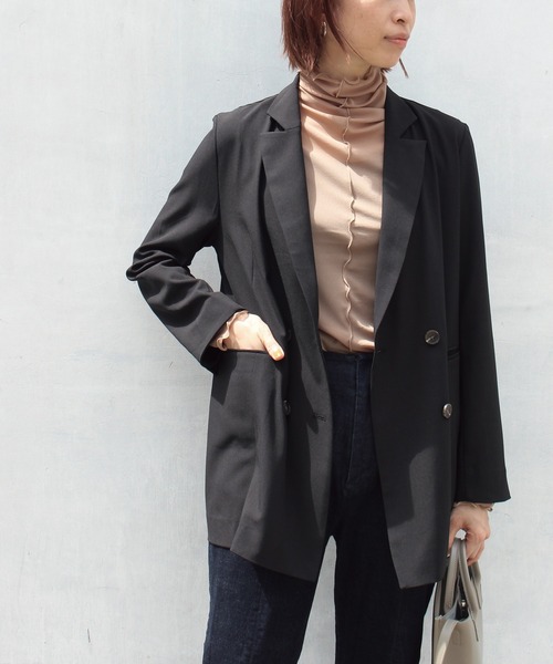LAVEANGE（ラビアンジェ）の「ダブルブレストテーラードジャケット（テーラードジャケット・レディース・ブラック/ネイビー/ブラウン/オレンジ/ベージュ・LL/3L/4L/M/L）」の17枚目の写真