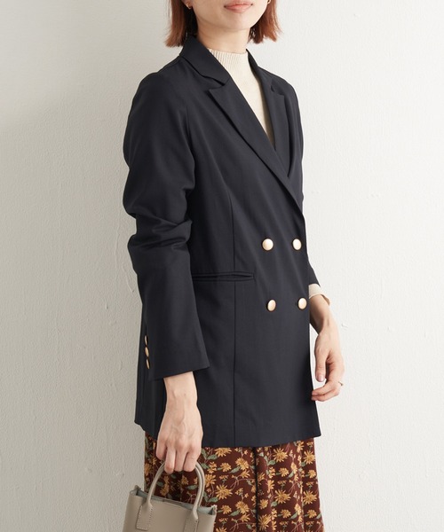 LAVEANGE（ラビアンジェ）の「ダブルブレストテーラードジャケット（テーラードジャケット・レディース・ブラック/ネイビー/ブラウン/オレンジ/ベージュ・LL/3L/4L/M/L）」の12枚目の写真