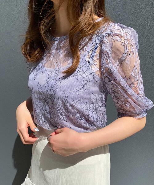 INGNI（イング）の「配色レースパワショルキャミセット（Tシャツ/カットソー・レディース・ブラック/パープル/オフホワイト・M）」の10枚目の写真