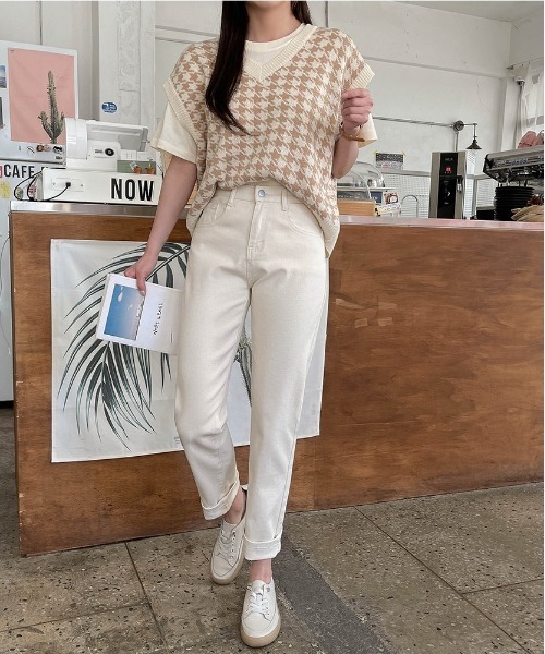 SONA（ソナ）の「SONYUNARA ハウンドトゥース柄ニットベスト（ベスト・レディース・ブラック/ベージュ/グリーン・FREE）」の14枚目の写真