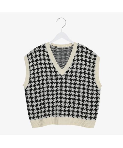 SONA（ソナ）の「SONYUNARA ハウンドトゥース柄ニットベスト（ベスト・レディース・ブラック/ベージュ/グリーン・FREE）」の18枚目の写真