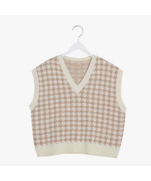SONA（ソナ）の「SONYUNARA ハウンドトゥース柄ニットベスト（ベスト・レディース・ブラック/ベージュ/グリーン・FREE）」の22枚目の写真