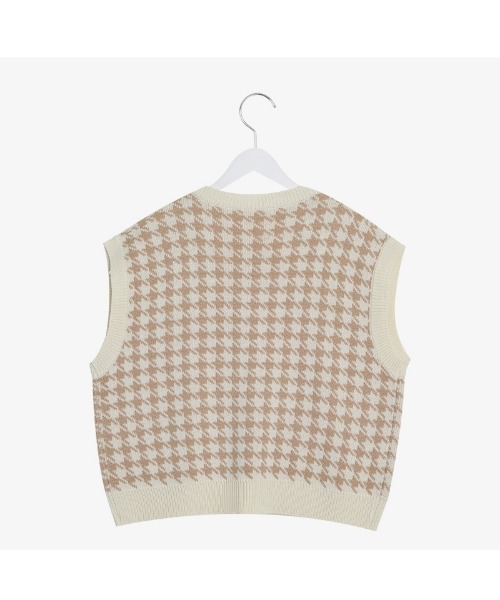 SONA（ソナ）の「SONYUNARA ハウンドトゥース柄ニットベスト（ベスト・レディース・ブラック/ベージュ/グリーン・FREE）」の16枚目の写真
