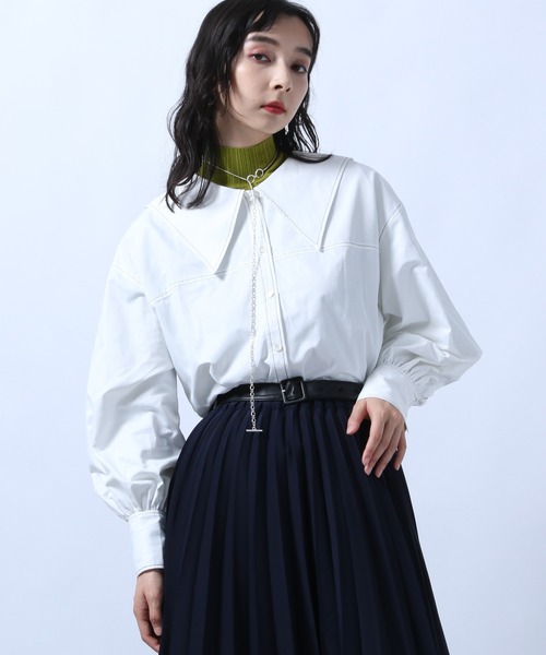 HARE(ハレ)の「BIGカラーステッチシャツ(HARE)(シャツ/ブラウス・レディース・ホワイト/ブラック/ブラウン/ホワイト系その他/ブラック系その他・FREE)」の10枚目の写真