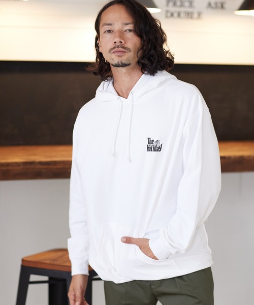 CAMBIO(カンビオ)の「mpa2683-プリントパーカー_The holiday(パーカー・メンズ・ホワイト/チャコール/ミックスグレー・S/L/M/XL)」の2枚目の写真