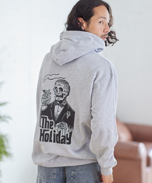 CAMBIO(カンビオ)の「mpa2683-プリントパーカー_The holiday(パーカー・メンズ・ホワイト/チャコール/ミックスグレー・S/L/M/XL)」の1枚目の写真