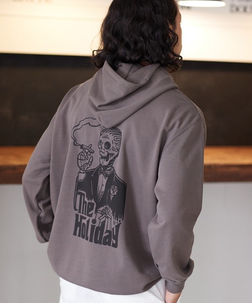 CAMBIO(カンビオ)の「mpa2683-プリントパーカー_The holiday(パーカー・メンズ・ホワイト/チャコール/ミックスグレー・S/L/M/XL)」の3枚目の写真