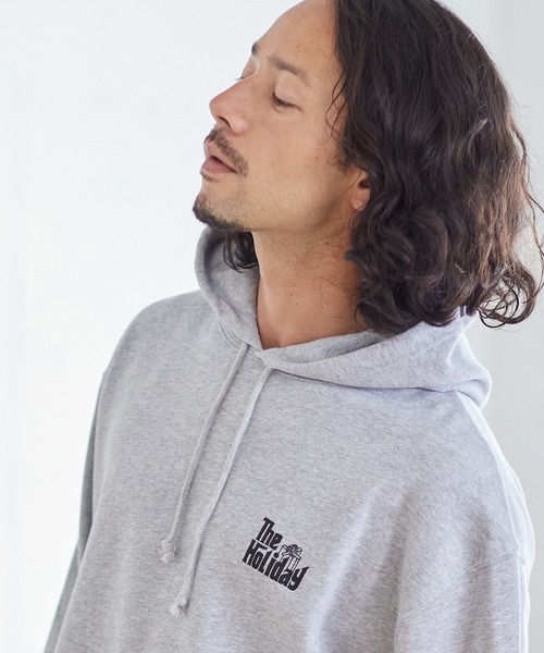 CAMBIO(カンビオ)の「mpa2683-プリントパーカー_The holiday(パーカー・メンズ・ホワイト/チャコール/ミックスグレー・S/L/M/XL)」の4枚目の写真
