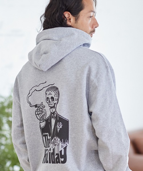 CAMBIO(カンビオ)の「mpa2683-プリントパーカー_The holiday(パーカー・メンズ・ホワイト/チャコール/ミックスグレー・S/L/M/XL)」の6枚目の写真
