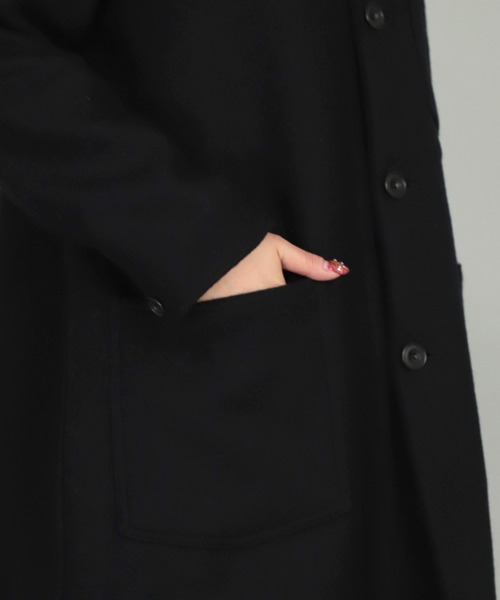 OMNIGOD（オムニゴッド）の「[OMNIGOD womens / オムニゴッド] メルトン ストアーズコート（ステンカラーコート・レディース・ブラック/ブラウン・FREE）」の13枚目の写真