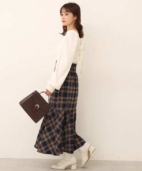 one after another NICE CLAUP（ワンアフターアナザーナイスクラップ）の「バックレースアップテレコトップス（Tシャツ/カットソー・レディース・ブラック/ベージュ/ピンク/アイボリー・FREE）」の14枚目の写真