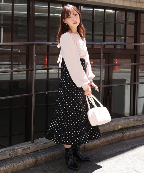 one after another NICE CLAUP（ワンアフターアナザーナイスクラップ）の「バックレースアップテレコトップス（Tシャツ/カットソー・レディース・ブラック/ベージュ/ピンク/アイボリー・FREE）」の20枚目の写真