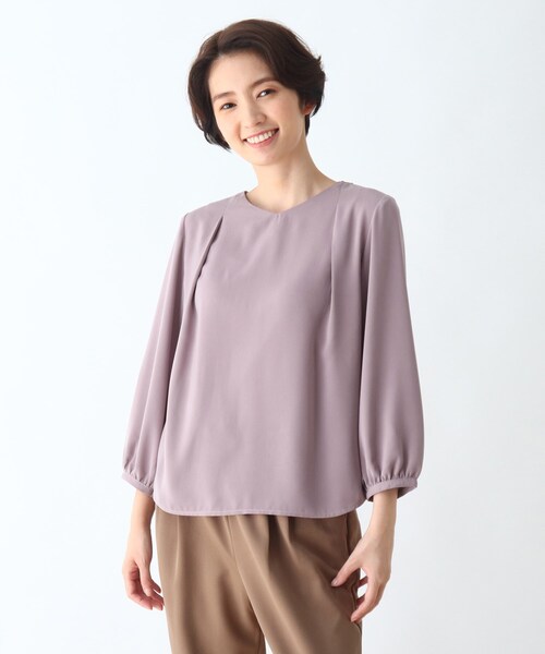 DRESKIP(ドレスキップ)の「◆前後2WAY キーネック7分袖ブラウス(シャツ/ブラウス・レディース・ブラック/ナチュラル/ピンク系・02/04/03)」の3枚目の写真